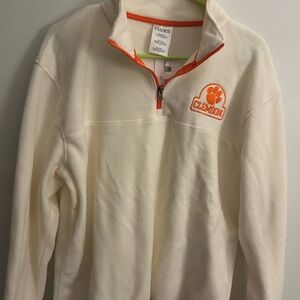 Hanes White and Orange Fleece Quarter-Zip